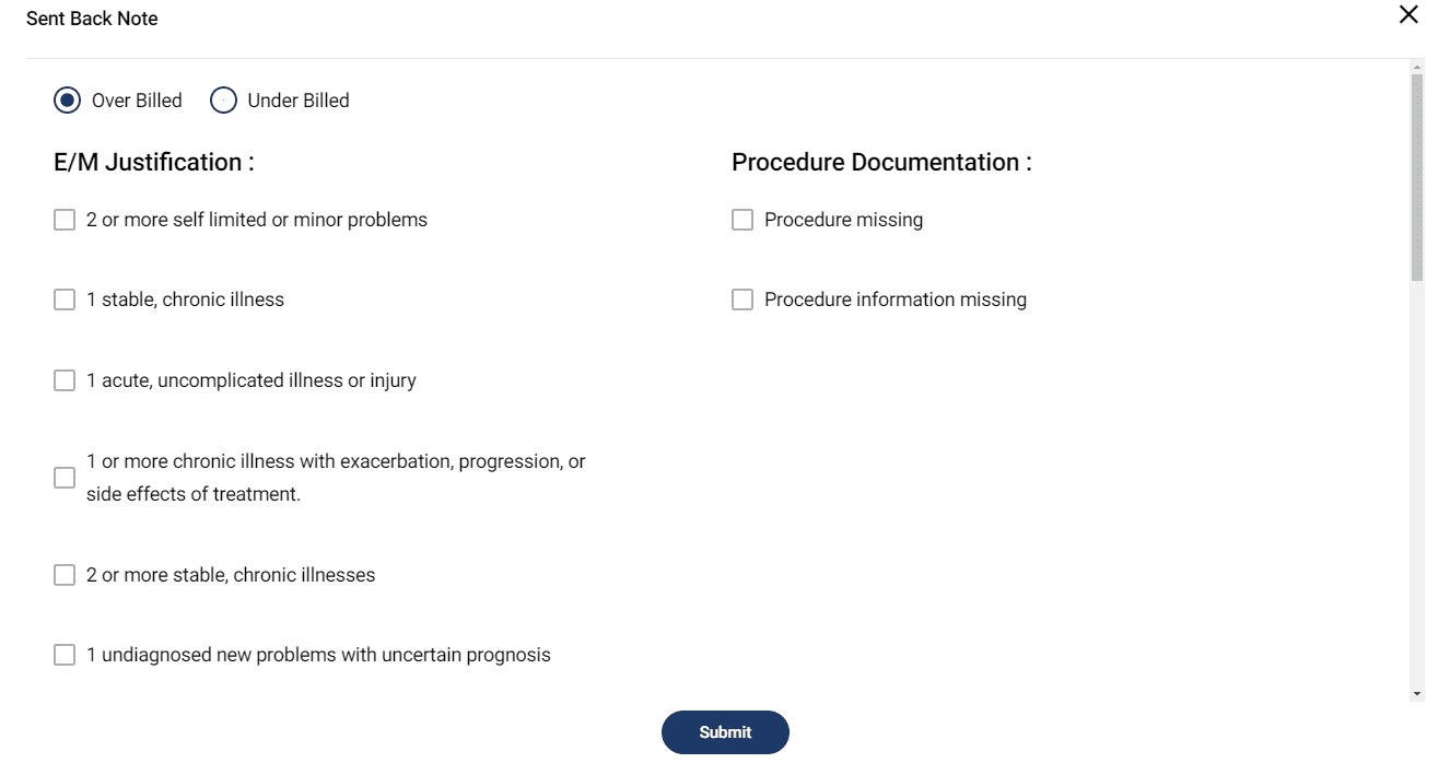 Send Back Process Code/Chart Review: How to send back progress notes for review - LegendEHR