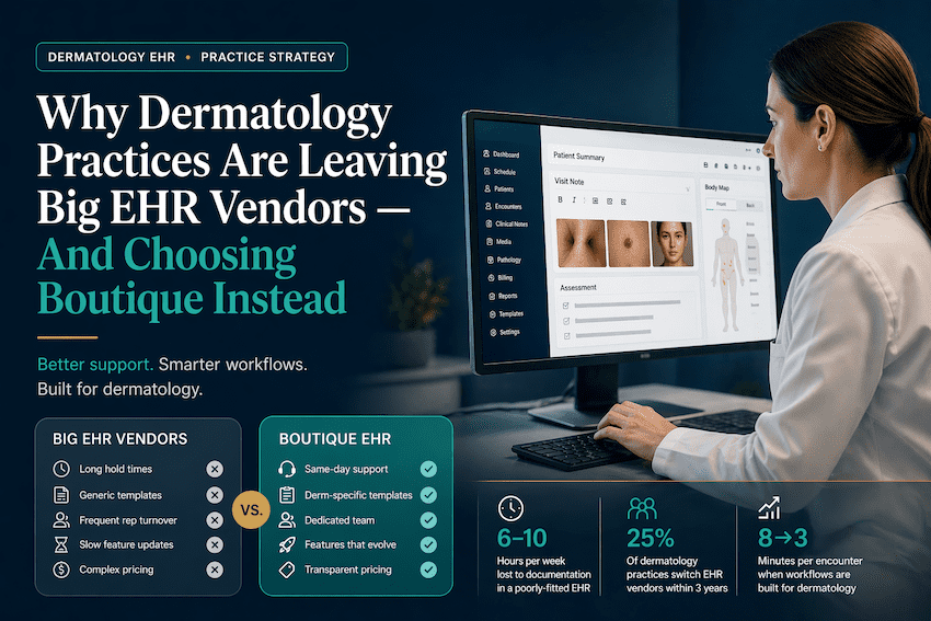 Why dermatology practices choose boutique EHR